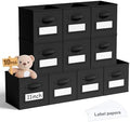 Teenyyou 10 Pack Fabric Storage Cubes 11 Inch Collapsible Cube Bins with Label Window & Handle Foldable Organizers Baskets for Shelf Closet Nursery Kids Room Clothes Book Toy(Black) by Teenyyou