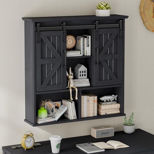 Vabches Bathroom Wall Cabinet, Farmhouse Medicine Cabinet, Black - Image 6