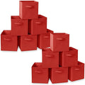 Casafield Set of 12 Collapsible Fabric Cube Storage Bins, Red - 11" Foldable Cloth Baskets for Shelves, Cubby Organizers & More by Casafield