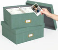 Decorative Photo Storage Box, 2 Pack Linen Photo Box Hold 1700 4x6 Pictures by JOLENSOY