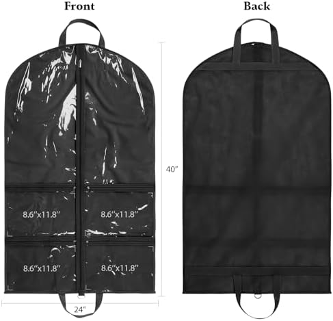 LOVEGRASS Kids Garment Bags for Dance with 4 Zipper Pockets, 6 Pack, Black - Image 2