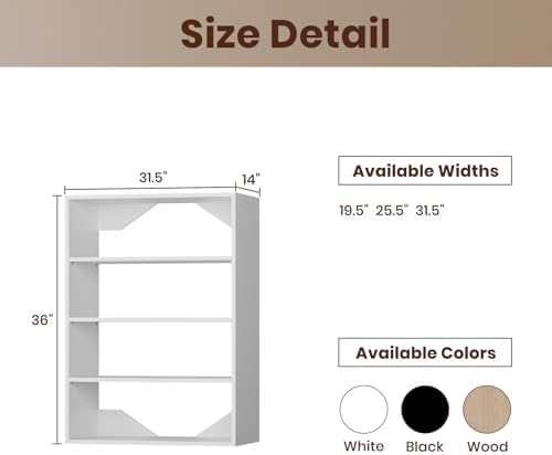 ROOMTEC 31.5" Shelf Short Tower Closet Unit, Modular Closet System with Shelf, Wardrobe Organizer for Bedroom or Walk-in Closet, Wall Mounted, Customizable Clothes Storage Unit, White - Image 2