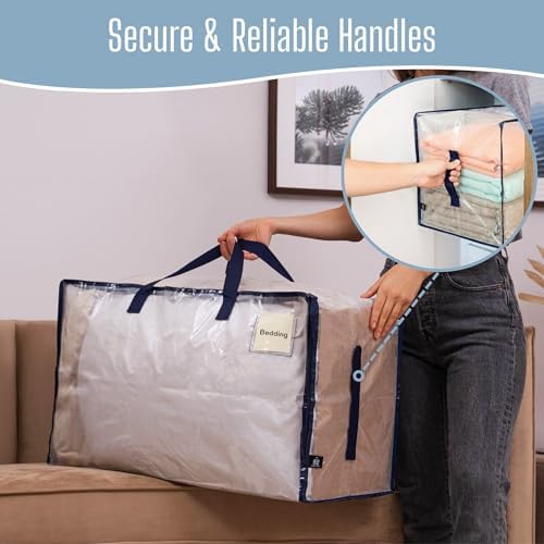VENO 8 Pack Clear Extra Large Moving Bags & Storage Totes, Heavy Duty Organizer with Reinforced Handles & Strong Zippers for Clothes, College Dorm Essentials, Moving Supplies - Image 5