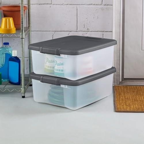 Sterilite ShelfTote, Clear Plastic Storage Bins, 25 Quart, 12-Pack - Image 3