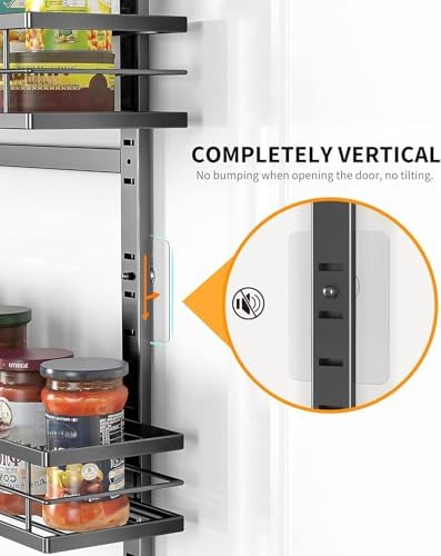 Moforoco 6-Tier Over The Door Pantry Organizer, Pantry Organization and Storage, Black Hanging Basket Cabinet Door Wall Spice Rack Shelves, Home & Kitchen Laundry Room Bathroom Essentials accessories - Image 4