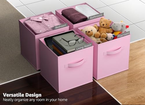 Sorbus Fabric Storage Cubes, 8 Pack, with Handles (13 Inch, Pastel Pink) - Image 4