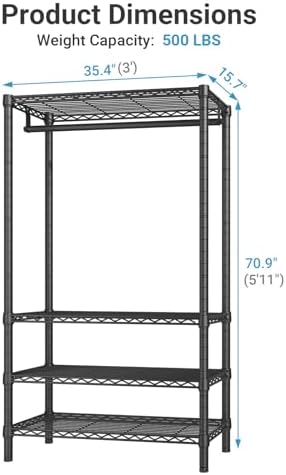 VIPEK V1 Wire Garment Rack, 4-Tier Clothes Rack, Freestanding Closet, Black - Image 5