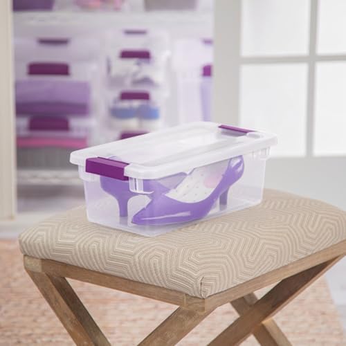 Sterilite 6 Qt ClearView Latch Storage Box Stackable Bin with Latching Lid, Plastic Container to Organize Shoes in Closet, Clear (24 Pack) - Image 4