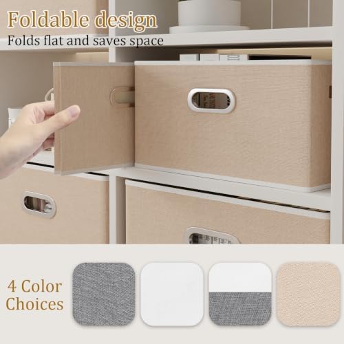 Yawinhe Collapsible Fabric Storage Bins,15.0x9.8x8.3in,Beige,4-Pack - Image 6