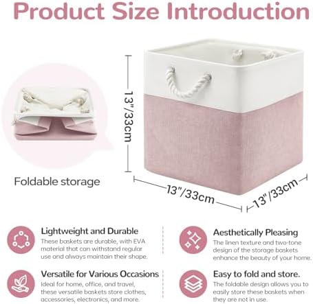 13x13 Inch Foldable Fabric Cube Storage Bins with Handles 6 Pack - Image 5