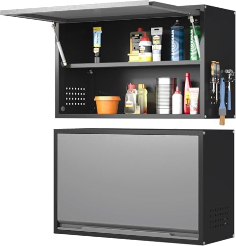 Garage Wall Cabinet, 19.7" H Metal Wall Cabinet with Up-Flip Door by Yoonkool