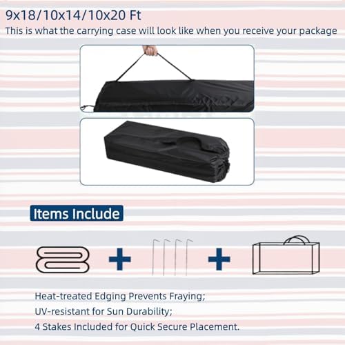 GAOMON 9x18 Outdoor Rug for Patio Waterproof Plastic Straw Large Rug Geometric Stripe Indoor Outdoor Area Rug Modern Lines Outside Carpets for Backyard Balcony Trailer Beach, Red Navy White - Image 4