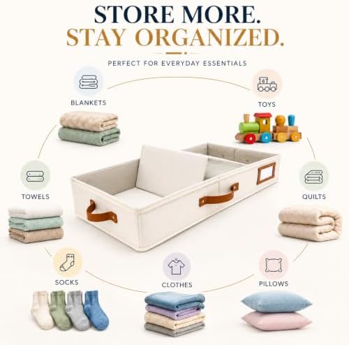 HOMELUX THEORY Under Bed Storage, Medium 2pc with Lid, Ivory - Image 6