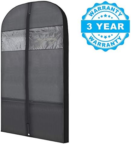 Plixio Gusseted Garment Bags Suit Bag for Travel and Clothing Storage of Dresses, Dress Shirts, Coats— Includes Zipper Pockets and Large Transparent Window (10 Pack: 54” X 24” x 3.4”) - Image 4