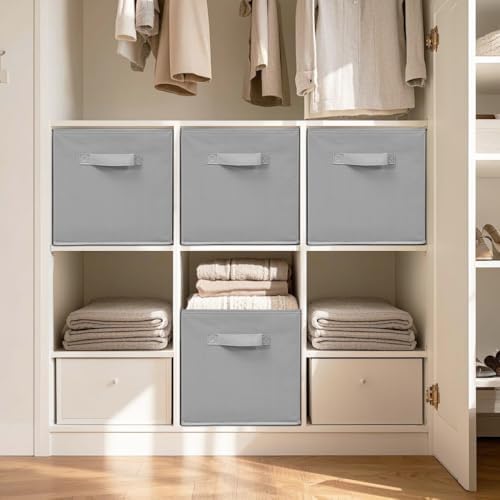 Storage Bins, 11 Inch Fabric Storage Cubes, Collapsible Cube Storage Box, Fabric Closet Organizers with Handle for Home, Office, Cabinet, Closets, Bedroom, Living Room, Grey, 30 Set - Image 5