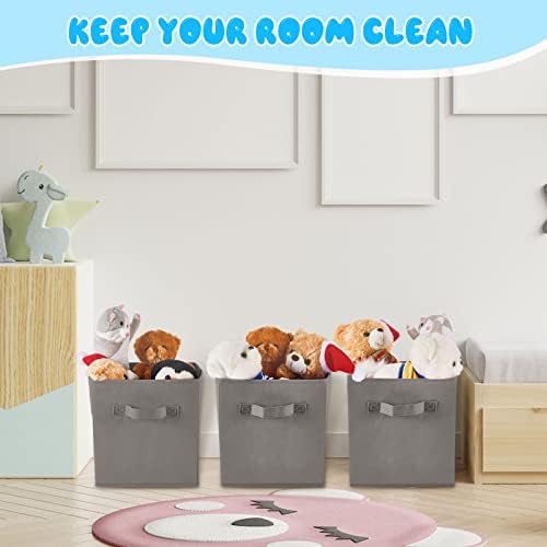Yinder 4 Pcs Cube Storage Bin Gray 14''x10''x8'' Storage Cubes - Image 5