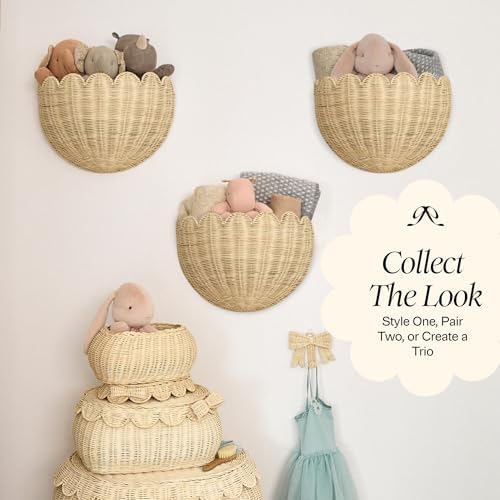 BEBE BASK Scalloped Wicker Wall Basket - The Original - 16 x 10 x 7 In - Image 4