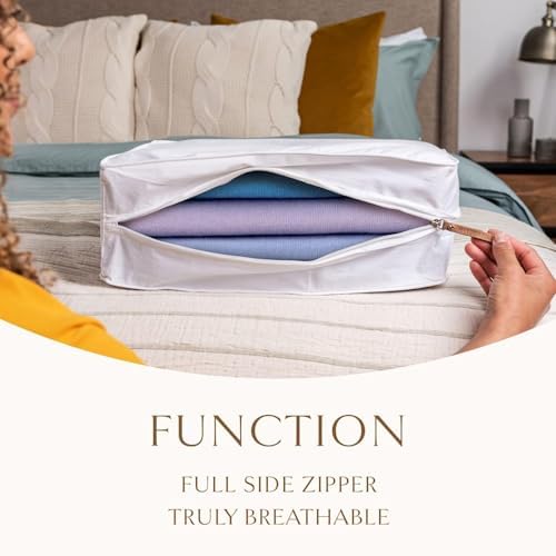 Hayden Hill Luxury Organic Cotton Long Hanging Garment Bag and 15" Sweater Bag - Fits Full Length Dresses + 4 Fine Knit Sweaters - Moth Proof Clothes Storage - Certified Carbon Neutral - Image 5