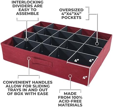 612 Vermont Christmas Ornament Storage Box, Holds 60-4 Inch Ornaments - Image 2