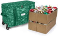 Covermates Keepsakes Rolling Adjustable Ornament Storage Bag – Heavy-Duty Polyester, FlexGrid Trays & Padded Dividers – Protective Holiday Organizer with Wheels, Handles & ID Window, Green Snowflake by Covermates