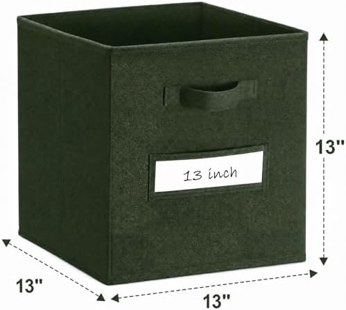 Storage Bins,13" Cube Storage Bin with Labels,10pcs,Dark Green - Image 3