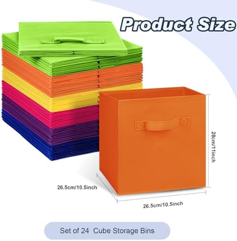 Hillban 24 Pcs Storage Cubes 11'' Collapsible Storage Bins Bulk, Multicolor - Image 3