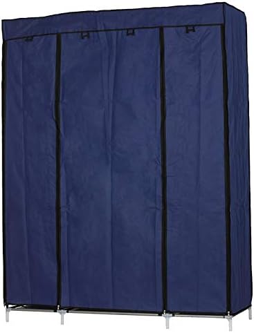 Knocbel Closet Organzier Portable Closets Freestanding Clothes Garment Rack Dustproof & Waterproof Fabric Cover with Storage Shelves & Hanging Rod 52.4" W x 18.1" D x 67" H Navy - Image 4