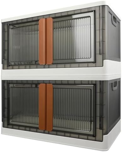 Storage Bins, Cabinet with Lids, Extra Large Useful Box, 19 Gallons (72L) Capacity (Each One), 2 Packs, Collapsible, Transparent, Home Organizer by AssHMKITOfficial