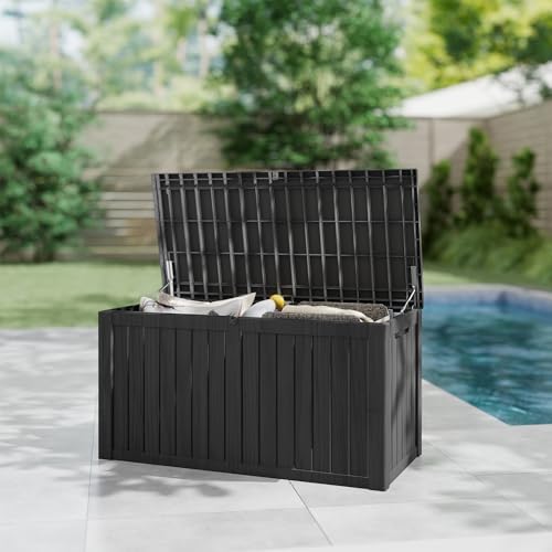 180 Gallon Deck Boxes Outdoor Waterproof, Outdoor Storage Box with Lockable Lid & UV-Resistant for Patio Furniture, Outdoor Cushions, Garden Tools and Pool Supplies, Black - Image 6