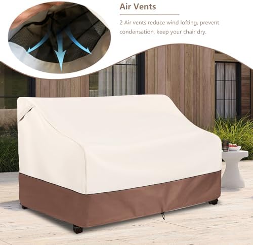 Okcool 2-Seater Outdoor Couch and Patio Furniture Cover,Outdoor Sofa Cover Heavy Duty Fits up to 58W x 32.5D x 31H inches Beige&Brown ﻿ - Image 5