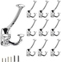 Polished Chrome Hooks Large Wall Mounted Decorative Solid Heavy-Duty Double-Sided Coat Hooks Triple Coat Hook Towels Coats Robes Towels Bag Bathroom Three Prong Coat Hook (10 Pack) by Unknown