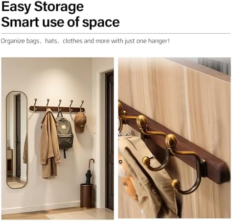 Coat Rack Wall Mount, 13.7 Vintage Coat Hooks on Wood - Image 6