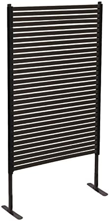Outdoor Privacy Fence Screens Freestanding, 36" W x 60" H Privacy Screen Adjustable Height w/PE-Coating Steel Pipes & Slats Panels, Brown Metal Decorative Fence Panels for Outside Patio Garden by Unknown
