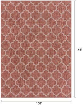Unique Loom Outdoor Trellis Collection Area Rug (9' x 12' Rectangle, Rust Red/ Ivory) - Image 2