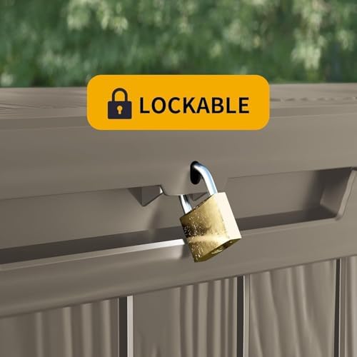 200 Gallon Outdoor Deck Box Waterproof, Large Storage Box for Patio, Resin Storage Bench Lockable for Garden Tools, Package Delivery, Grey - Image 6