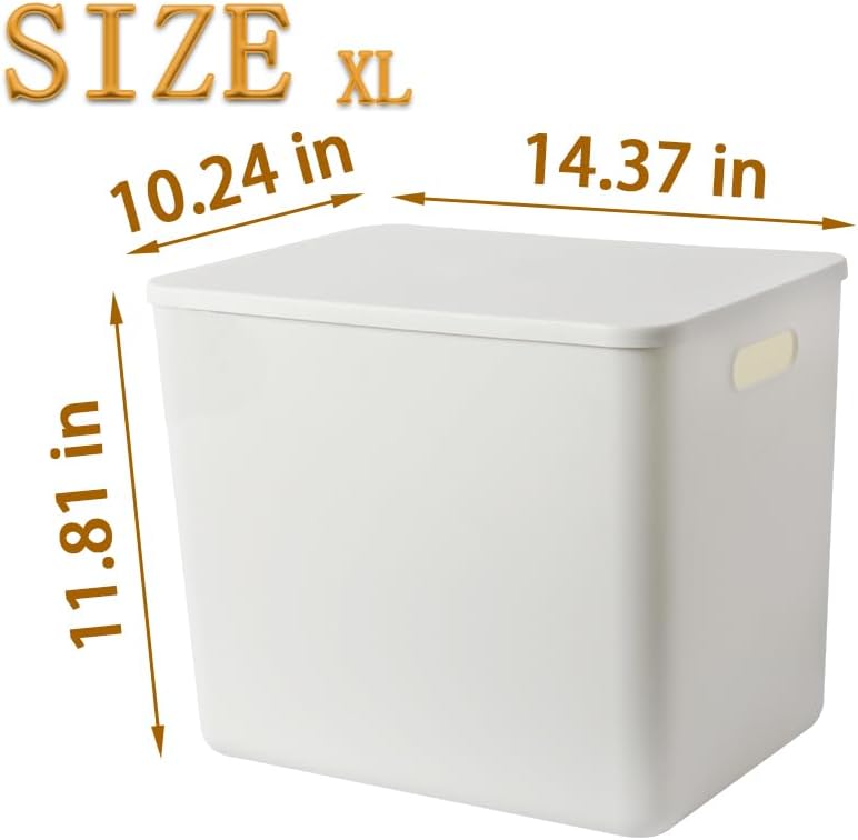 6 pack large plastic White storage bins with Lids, Toy Box Chest with Handle，Organizer Containers Baskets for Baby,Nursery，Shelves，Playroom, Bedroom，Office,Closet，home (White, 6XL) - Image 5