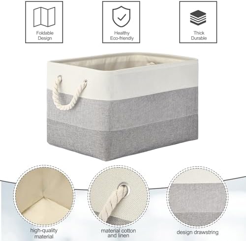 meekoo 8 Pack Fabric Storage Bins Baskets, 15 x 11 x 9.5 in, Mixed Gray - Image 6