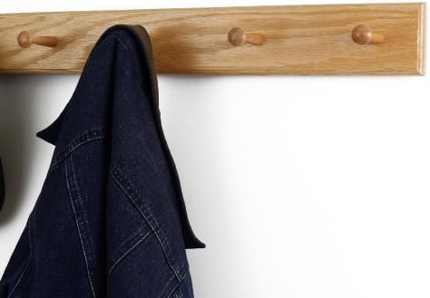 Solid Oak Shaker Peg Rack Made in The USA - Natural Stain 47 x 3.5 Inches with 8 Pegs - Image 3
