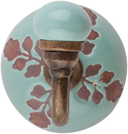 Indian Shelf 3 Piece Ceramic Leaf Round Wall Hooks for Towel, Bags & Coats - Image 2
