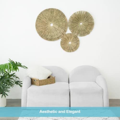 VATIMA Boho Wall Décor – Simple Oversized Wall Basket Décor for Home and Office – Seagrass Wicker Basket Wall Décor Set – 3pcs Flat Baskets – Easy to Hang – Handmade Design – Small/Medium/Large - Image 4