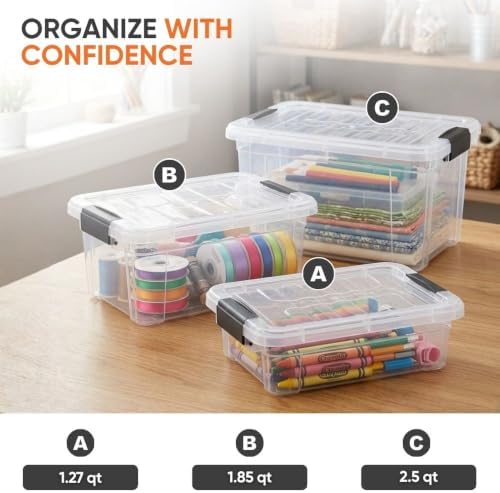 Superio 1.85 Quart Clear Plastic Storage Boxes with Lids, Stackable Organizer Containers, BPA-Free Storage Bins for Home, Office, School & Dorm, 8 Pack - Image 5