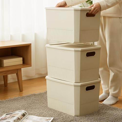 ANMINY Plastic Storage Bins Baskets with Lids, 8-Pack, 1XL+1L+2M+4S - Image 7