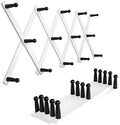 SKOLOO Hat Rack for Wall with 14 Hooks, Pack of 2, Solid Wooden, Modern, Expandable Coat Rack Wall Mount for Coats, Hats, Bags, Baseball Caps, Black on White by SKOLOO