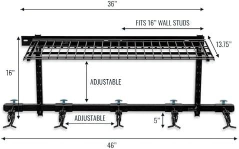 StoreYourBoard Lone Peak Ski Storage Rack and Wall Shelf, Holds 5 Pairs of Skis and Poles, Supports 300 lbs, 46 in x 13.75 in x 16 in - Image 2
