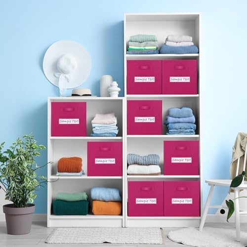 11x11 storage cube bins (Set of 10) Foldable Fabric storage cubes with 10 Labels Window Cards & a Pen,11 inch cube storage bin,Closet Organizers for Shelves,Cubby Organizer Boxes,Dark pink - Image 6