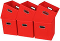Black Fabric Cubby Storage Bins,13x13x13 Inches ,Cube Organizer Bin Foldable Storage Boxes with Dual Handles Fabric Organizer Box and collapsible Storage basket,Set of 6 ,Red by Yunkeeper