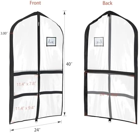 Univivi 40 Inch Dance Costume Garment Bags for Dancers, Clear Black, 6 Pack - Image 2