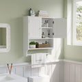 Smuxee White Bathroom Cabinet Wall Mounted with Towels Bar, Bathroom Medicine Cabinet with 2 Door Adjustable Shelves, Over Toilet Cabinet for Bathroom Laundry Room Kitchen by Smuxee