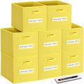 Fabric storage cubes (8 Pack) 13 Inch Cube Storage Bin, cube organizer bins with 8 Labels Window Cards & a Pen, Foldable cube organizer bins and Storage Box, Dark Yellow by Artsdi