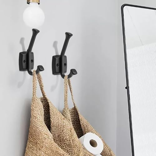 10 Pack 4-3/4 inch Black Coat Hooks, Wall Mounted with Screws Suitable for Hanging Keys, Bath Towel, Bags, Hats, etc. Square Zinc Alloy mudroom Hooks - Image 2